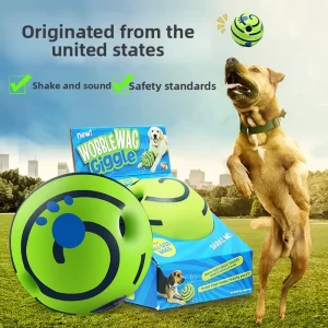 Dog Toys Wobble Wag Giggle Glow Ball Interactive Dog Attention Toy Fun Giggle Sounds Ball when rolled up