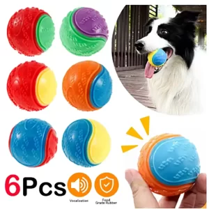 6Pcs Squeaky Sound Ball Toys Dogs Interactive Toys TPR Pet Tooth Grinding and Cleaning Ball Bite Resistant Rubber Sound Ball New