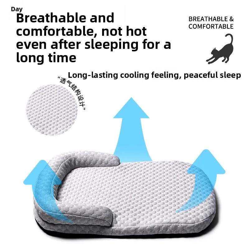 Breathable Spring Summer Cooling Large Dog Bed Ati-slip Cat Bed with Pillow Ice Silk Fabric Dog Bed for Small Dog Cushion Pet - Image 3